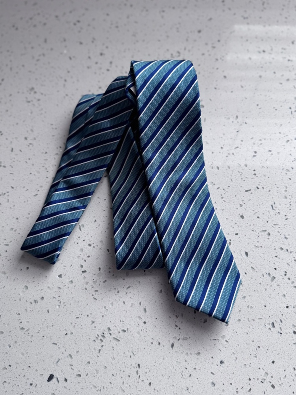 Banana Republic Slim Blue Diagonal Repp Stripe Silk Blend Tie